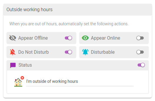 Customize your status and availability outside of working hours