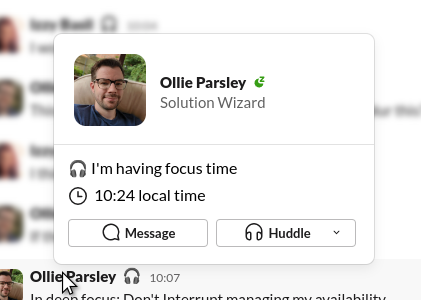 How the status looks in Slack